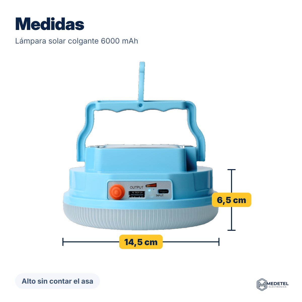 Lámpara solar colgante 6000 mAh — medidas
