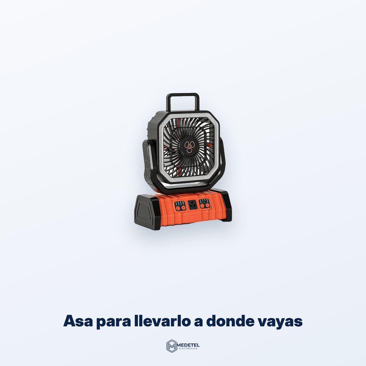 Ventilador recargable 20 000 mAh con luz LED — detalle